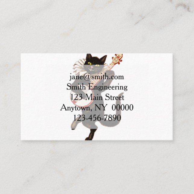 Cat playing Banjo Business Card (Front)