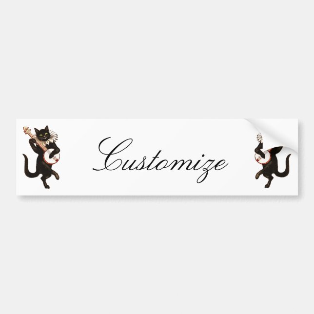 Cat playing Banjo Thunder_Cove Bumper Sticker (Front)
