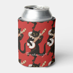 Cat playing Banjo Thunder_Cove Can Cooler