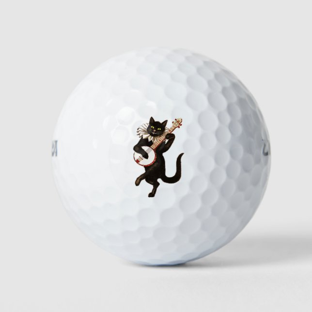 Cat playing Banjo Thunder_Cove Golf Balls (Front)