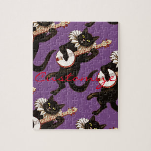 Cat playing Banjo Thunder_Cove Jigsaw Puzzle