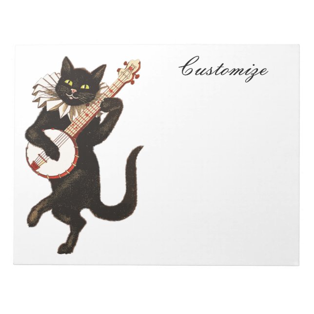 Cat playing Banjo Thunder_Cove  Notepad (Front)