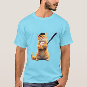 Cat playing baseball T-shirt