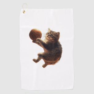 Cat Playing Basketball Funny Cats Mum Meow Kitty F Golf Towel