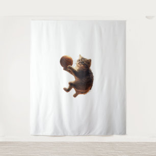 Cat Playing Basketball Funny Cats Mum Meow Kitty F Tapestry