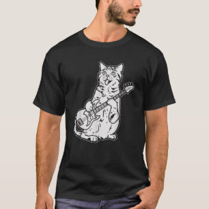 Cat Playing Bass Guitar Musician Animal Pet Music  T-Shirt