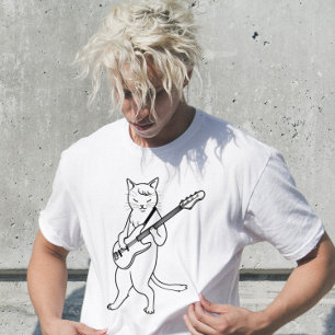 CAT PLAYING BASS GUITAR T-SHIRTS