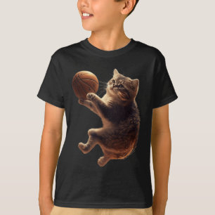 Cat Playing Bysketbyll Fun Cats Mum Meow Kitty Fun T-Shirt