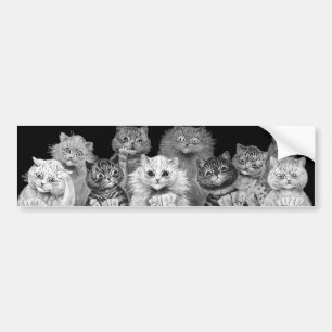 Cat Playing Card, Louis Wain Bumper Sticker