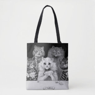Cat Playing Card, Louis Wain Tote Bag