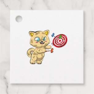 Cat Playing Darts Favour Tags