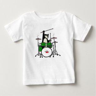 Cat Playing Drums, Funny Cat Playing Drums Baby T-Shirt