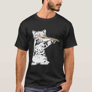 Cat Playing Flute Cool Musician Marching Band T-Shirt