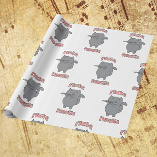 Cat Playing Flute Fanatic Funny Music Lover Wrapping Paper