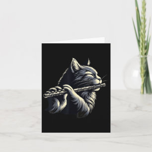 Cat Playing Flute Musician Cats Lover  Card