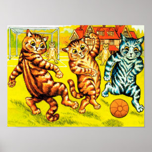 Cat Playing Football, Louis Wain Poster