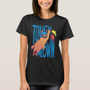 Cat Playing Football Touchdown Meown Graphic Crewn T-Shirt