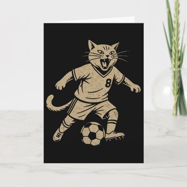 Cat Playing Footll Soccer  Card (Front)