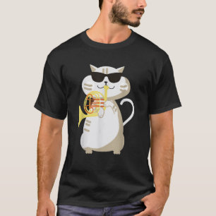 Cat Playing French Horn Player French Hornist  for T-Shirt