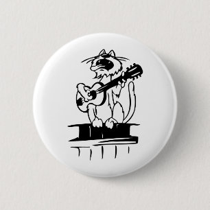 Cat Playing Guitar 6 Cm Round Badge