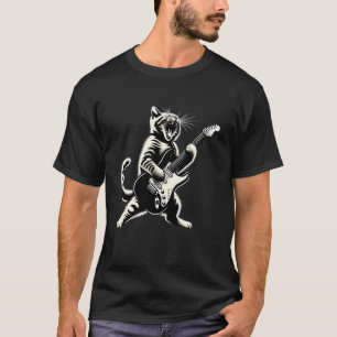 Cat Playing Guitar Cat Rock And Roll Cat Rock Star T-Shirt