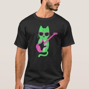 Cat Playing Guitar Cat Wearing Sunglasses 80's Gui T-Shirt