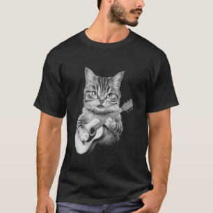 Cat Playing Guitar Design for Music Fans and Anima T-Shirt
