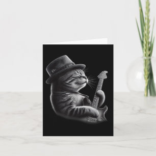 Cat Playing Guitar - Funny Rock Music Guitar Cat Card