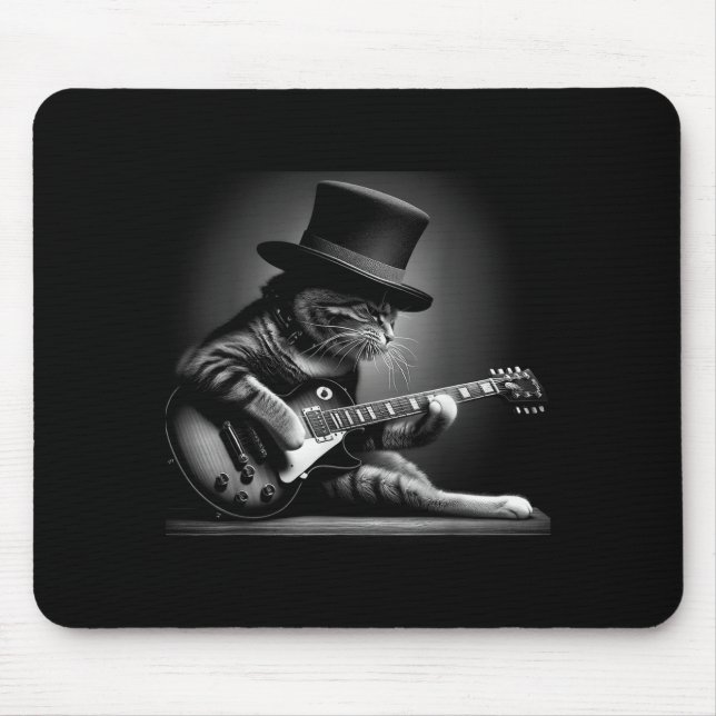 Cat Playing Guitar - Funny Rock Music Guitar Cat F Mouse Mat (Front)