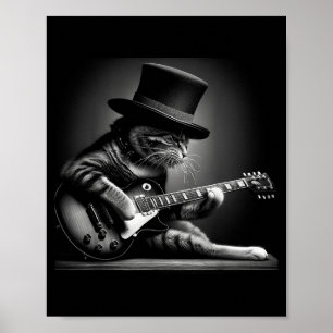 Cat Playing Guitar - Funny Rock Music Guitar Cat F Poster