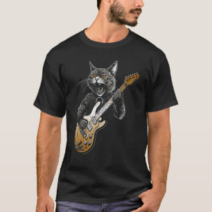 Cat Playing Guitar Guitarist kitty Feline Musician T-Shirt