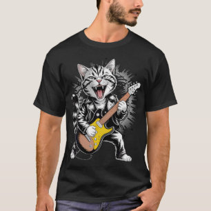 Cat Playing Guitar Guitarist Rock Roll Music Life T-Shirt