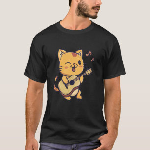 Cat Playing Guitar Kitten Cute Boys Girls T-Shirt