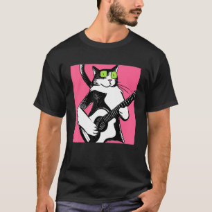 Cat Playing Guitar Kitten Guitarist T-Shirt