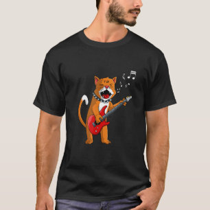 Cat Playing Guitar Kitten Lover Funny Rocker Pet O T-Shirt
