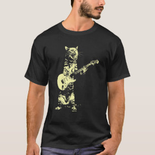 Cat Playing Guitar  Mens Graphic  For Men T-Shirt