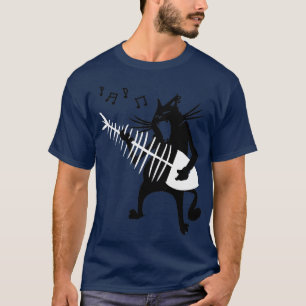 Cat Playing Guitar Music Lover Rock Roll Christmas T-Shirt