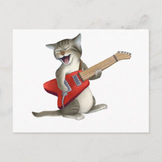 Cat Playing Guitar Postcard