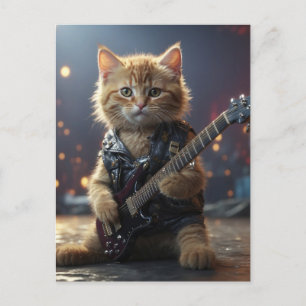 CAT PLAYING GUITAR POSTCARD