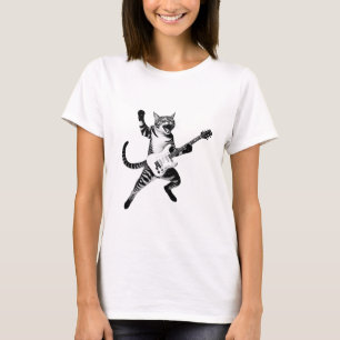 Cat Playing Guitar Rock And Roll Band Men Women Ki T-Shirt