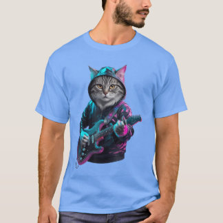 Cat Playing Guitar Rock and Roll Rock For Men Wome T-Shirt