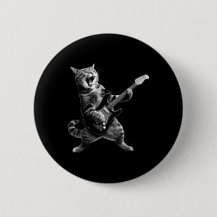 Cat Playing Guitar Rock And Roll Rock Star For Men 6 Cm Round Badge