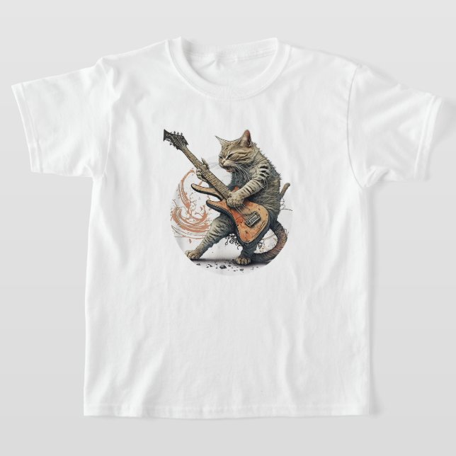 Cat Playing Guitar  Rock Cat  Heavy Metal Cat  Mus T-Shirt (Laydown)