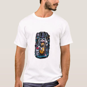Cat Playing Guitar Rock & Roll 80s 90s Rock Band C T-Shirt