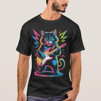 Cat Playing Guitar Rock Star And Roll For Men Wome T-Shirt