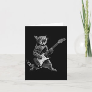 Cat Playing Guitar Rock Star Rock And Roll For Men Card