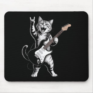 Cat Playing Guitar Rock Star Rock and Roll for Men Mouse Mat