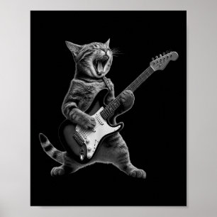 Cat Playing Guitar Rock Star Rock And Roll For Men Poster