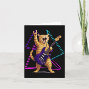 Cat Playing Guitar Rock Star Rock And Roll Men Wom Card