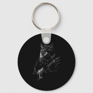 Cat Playing Guitar Rock Star Rock And Roll Men Wom Key Ring